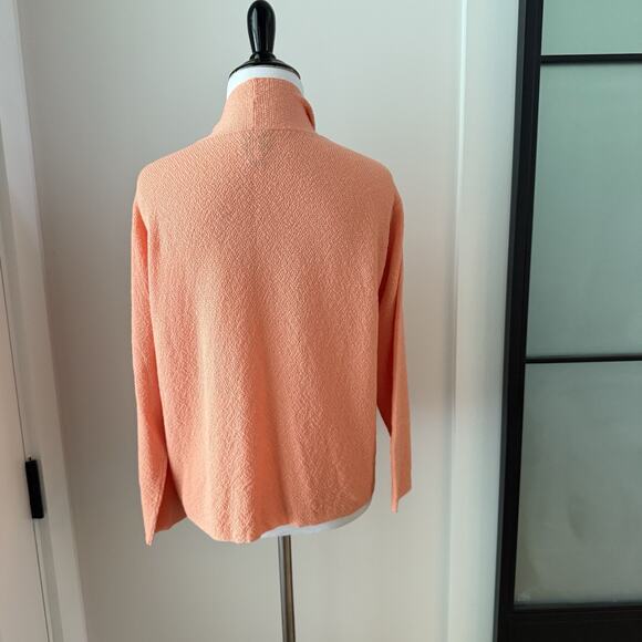 Eileen Fisher Cardigan Women’s Size Large 100% Wool Open Front Orange Peach - Picture 4 of 11